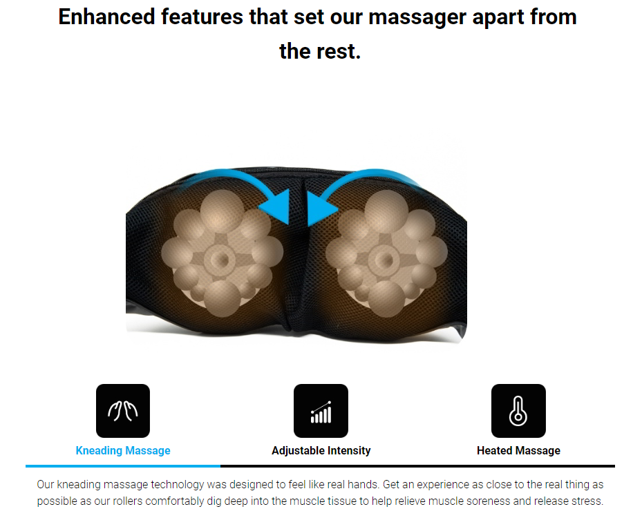 Premium iReliev Wireless Shiatsu Back and Neck Massager